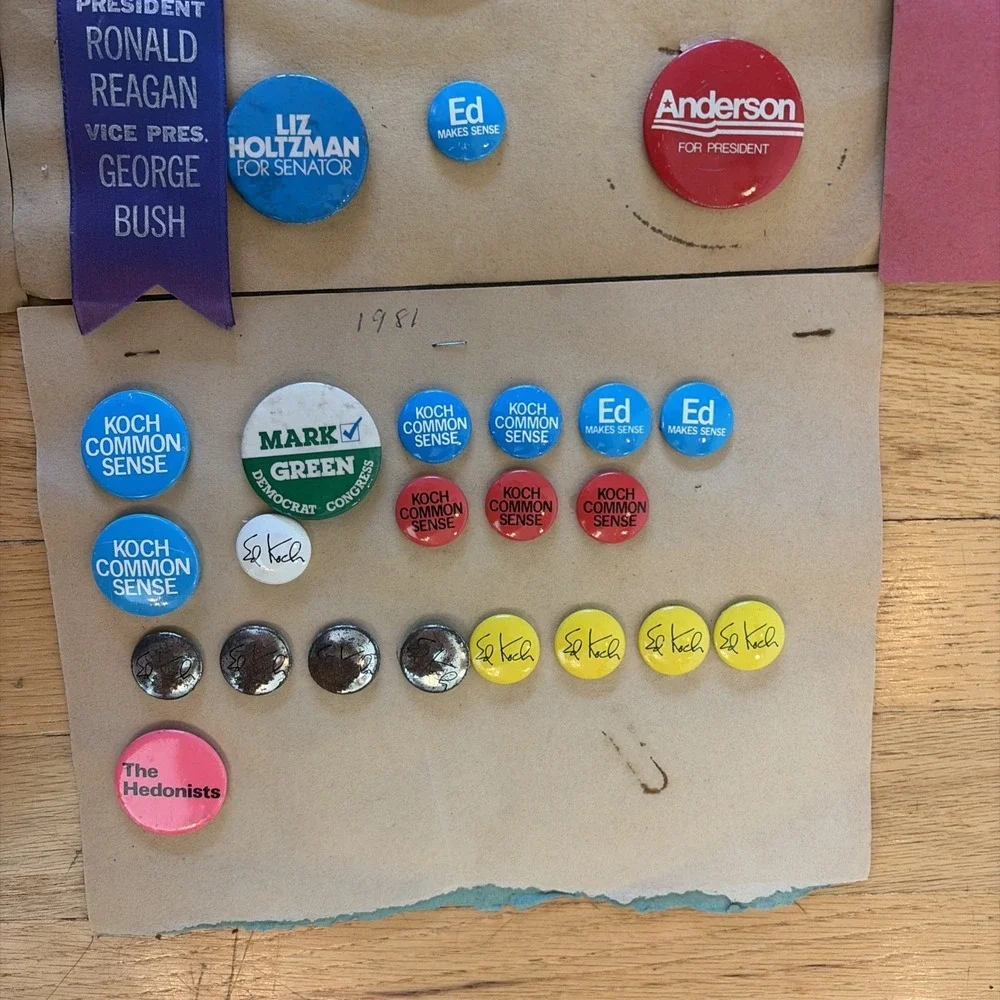 Vintage 1980s Political Pin Back Buttons Lot NY Long Island Suffolk